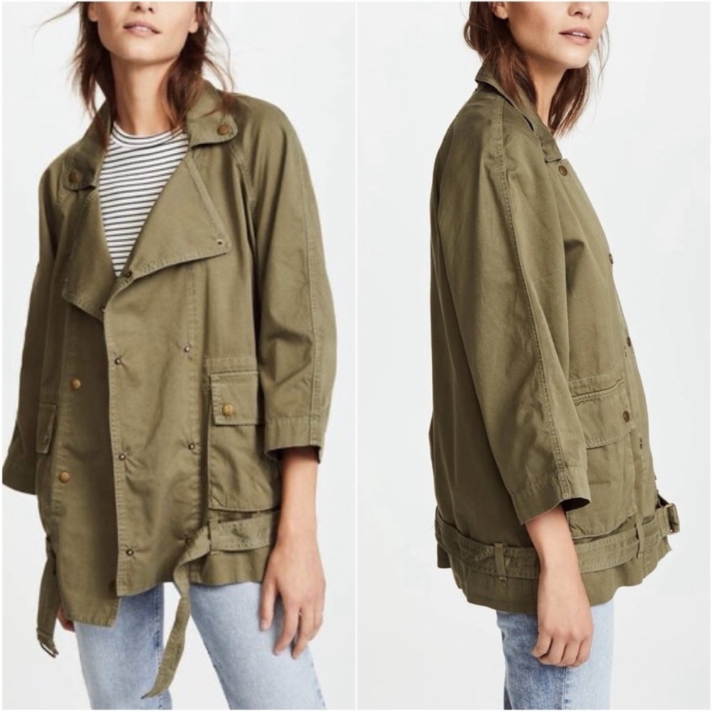 Current/Elliott army green infantry jacket. Relaxed, loose with slouch pockets